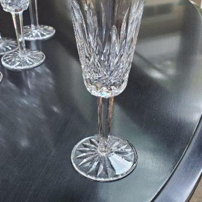 Set of 9 Waterford Listmore Crystal Champagne Glasses - matching set all excellent condition.