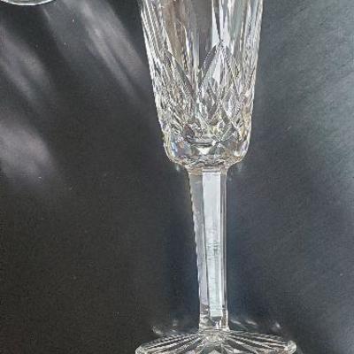 Set of 9 Waterford Listmore Crystal Champagne Glasses - matching set all excellent condition.