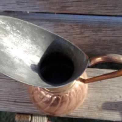 LOT 267  BOOT REMOVER & COPPER COLORED PITCHER