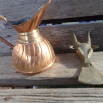 LOT 267  BOOT REMOVER & COPPER COLORED PITCHER