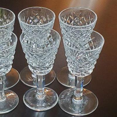 Set of 6 Lismore Waterford Crystal Cordial Glasses - matching set all excellent condition. 