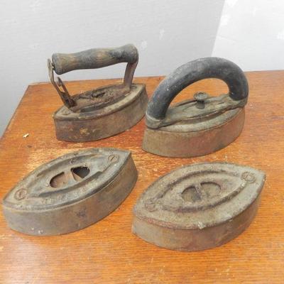 LOT 288  FOUR VINTAGE CLOTHES IRONS