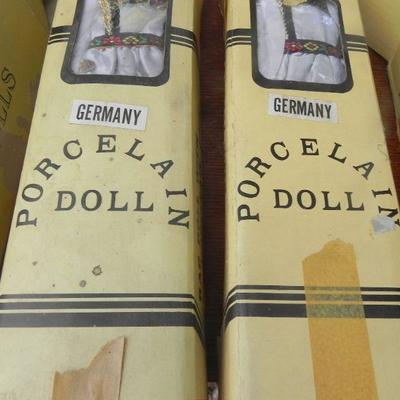 LOT 285  FOUR PORCELAIN DOLLS MARKED GERMANY