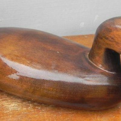 LOT 283  WOODEN DUCK AND PORCELAIN BELL