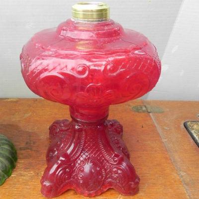 LOT 282  TWO GLASS OIL LAMPS