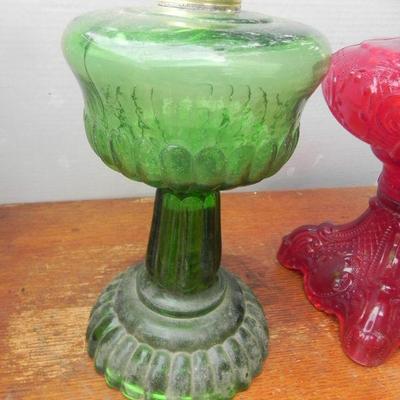 LOT 282  TWO GLASS OIL LAMPS