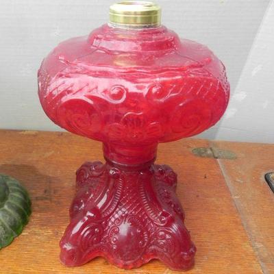 LOT 282  TWO GLASS OIL LAMPS