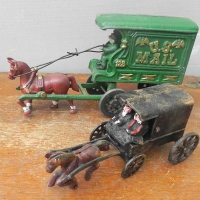 LOT 241  HORSE DRAWN CAST IRON TOYS