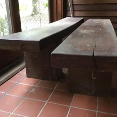 245 Pair of Thick Wooden Benches