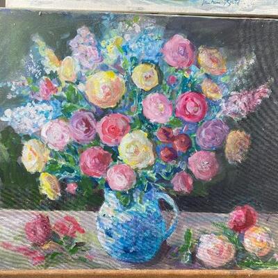 251 Lot of 3 Original Floral Oil Painting by Jean Ranney Smith