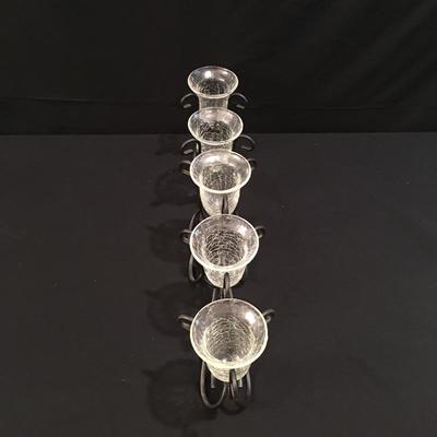 Lot 14 - Iron & Glass Table & Candleholder 