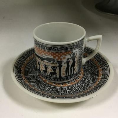 Greek Ancient Design Demitasse Cup & Saucer