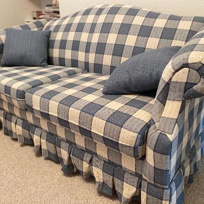 Classic Blue White Checker Sleeper Sofa