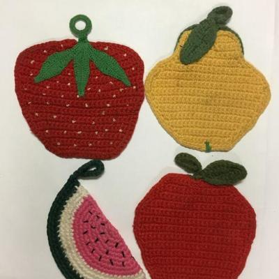 Vintage Crochet Fruit Shaped Pot Holders