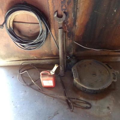 WS-44  OIL PAN, LARGE WRENCH AND GAS CAN