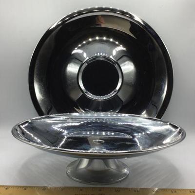 Silverplate Footed Serving Plate and Tray