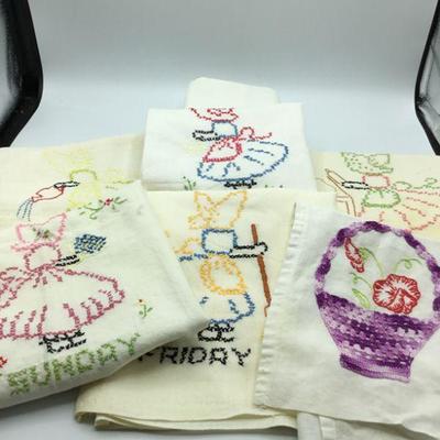 Vintage Cross Stitch Kitchen Tea Towels 