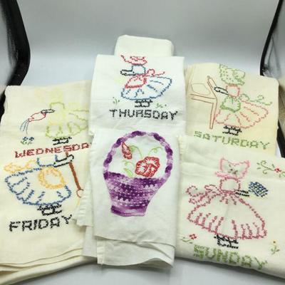 Vintage Cross Stitch Kitchen Tea Towels 