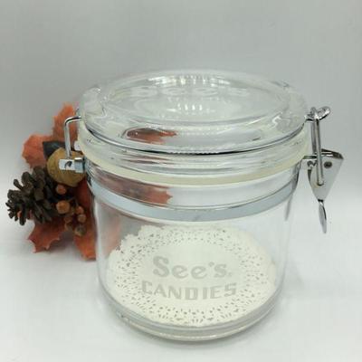 See's Candy Lidded Canister & Fall Decor