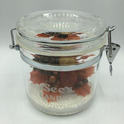 See's Candy Lidded Canister & Fall Decor