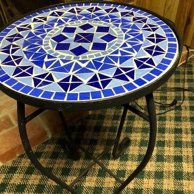 P14: Blue Mosaic Side Table/Plant Stand
