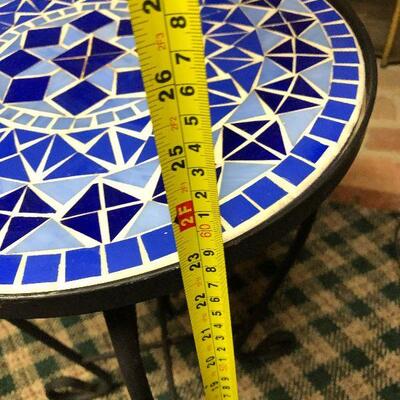 P14: Blue Mosaic Side Table/Plant Stand