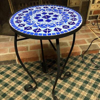 P14: Blue Mosaic Side Table/Plant Stand