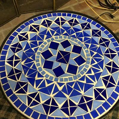 P14: Blue Mosaic Side Table/Plant Stand