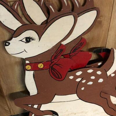 P16: Custom Wood Santa Sleigh & Reindeer Yard Art