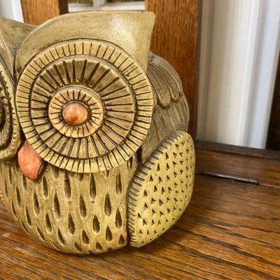 Vintage Sylvia Hood Chalkware Pottery Owl 