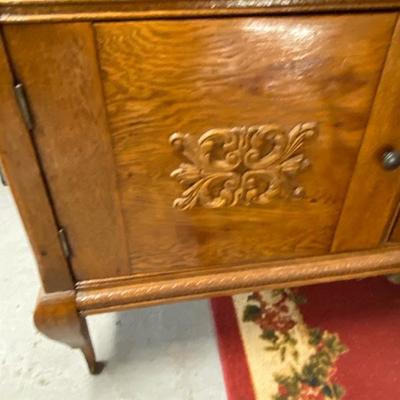 Gorgeous 1800s Golden Tiger Oak Side Board table