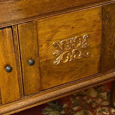 Gorgeous 1800s Golden Tiger Oak Side Board table