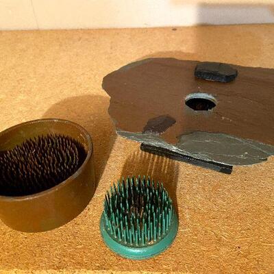 CL38:  Set of 3 Vintage Metal Flower Frogs