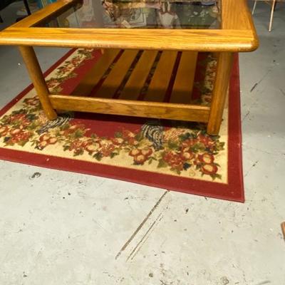 Oak coffee table with glass top