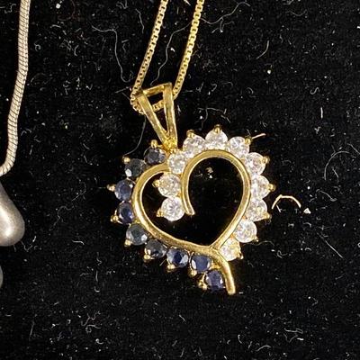 Beautiful sapphire & diamond sterling necklace 