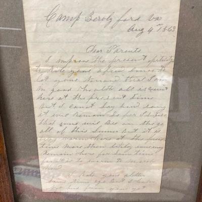 Camp Beverly Ford Soldier civil war letter 