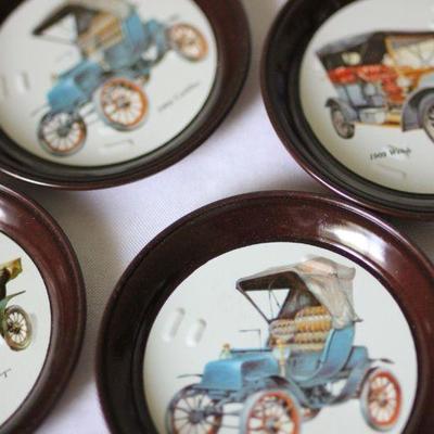 Lot 10 Antique Car Coasters, Zippo Lighter & Brass Anvil