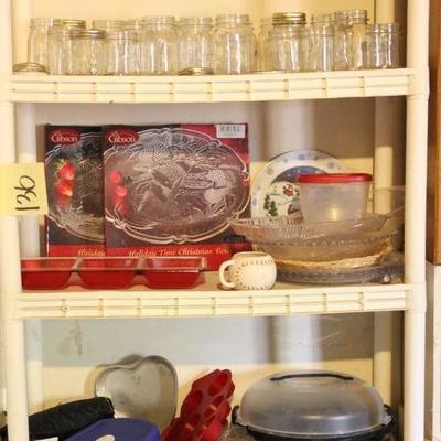 Lot 136 Jars, Kitchen Items, Serving Pieces & More