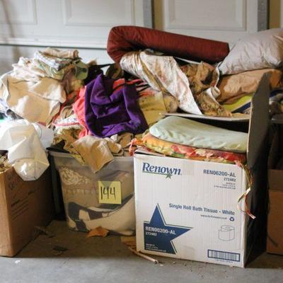 Lot 144 Huge Boxed Lot of Towels, Linens, Blankets, Pillows