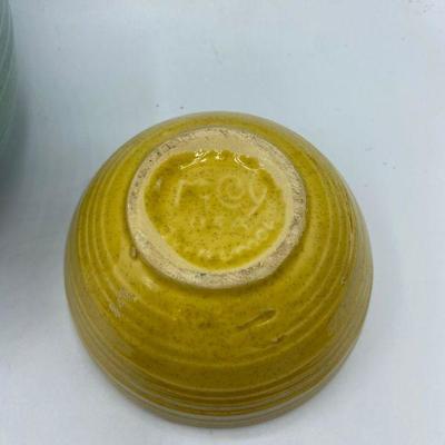 Pair of McCoy Speckled Beehive Rings Mixing Bowls