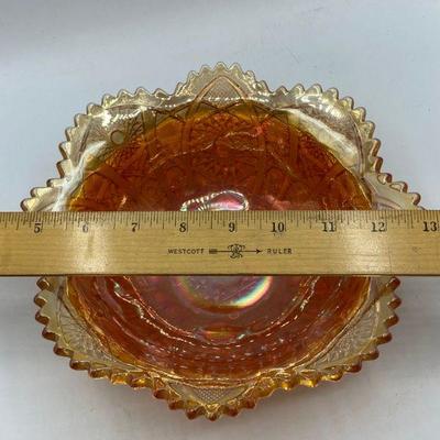Imperial Marigold Carnival Glass Sawtooth Scalloped Fruit Bowl