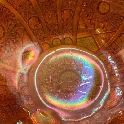 Imperial Marigold Carnival Glass Sawtooth Scalloped Fruit Bowl