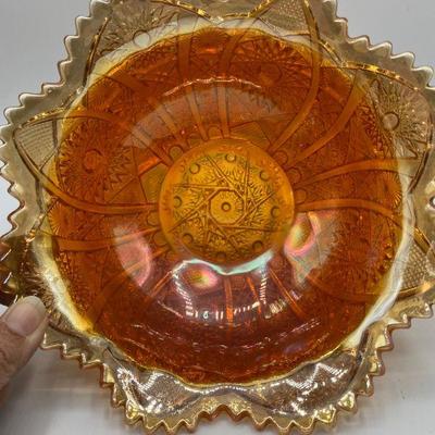 Imperial Marigold Carnival Glass Sawtooth Scalloped Fruit Bowl