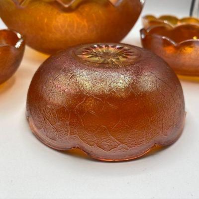 Vintage Marigold Jeanette Glass Fruit Bowl Set