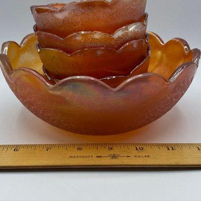 Vintage Marigold Jeanette Glass Fruit Bowl Set