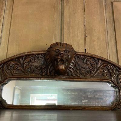 Antique Horner Brothers Lion Head, Claw feet, Bowed Glass, Display Curio Cabinet