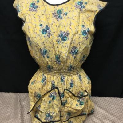 Full Apron Yellow with Blue Flowers