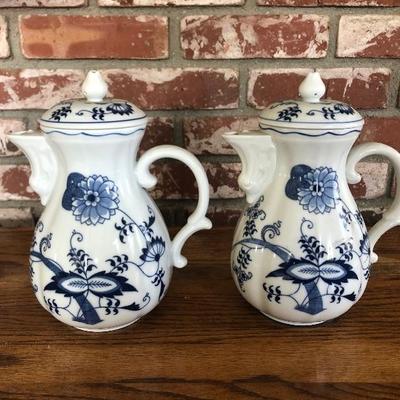 Lot of 2 - Blue Danabe coffee pot or tea pot blue design on white background