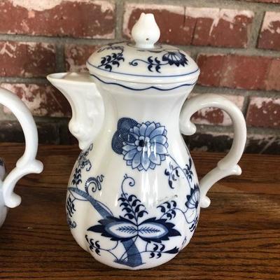 Lot of 2 - Blue Danabe coffee pot or tea pot blue design on white background