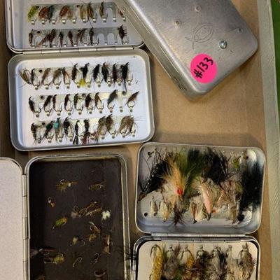 #133 Three Piece Silver Fly Cases full of Flies 